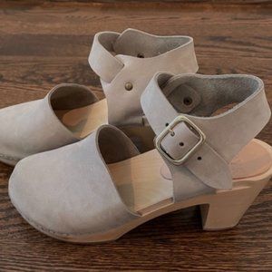 BRYR Emma Clogs - High Heel - Bone Nubuck
